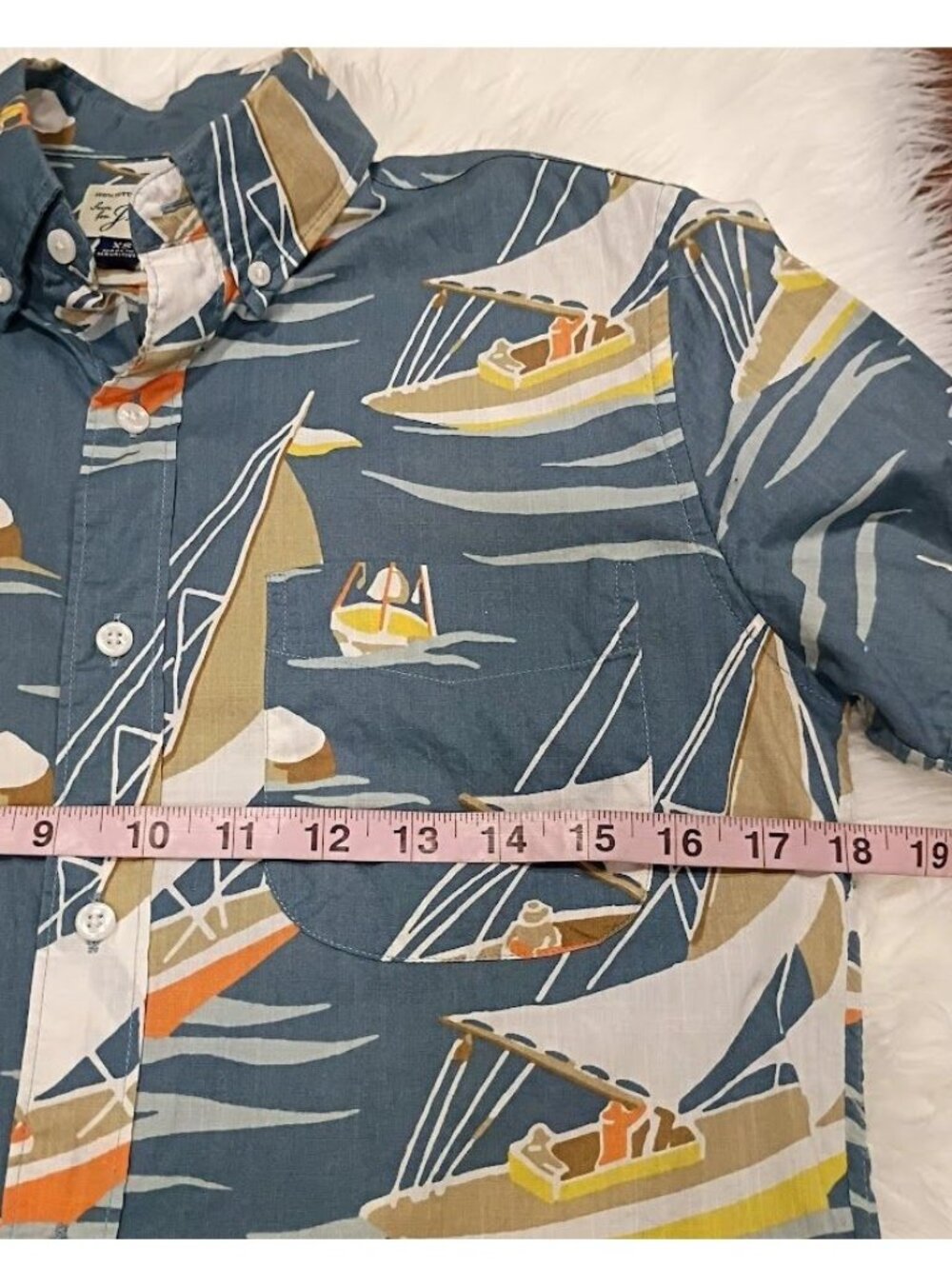 J.Crew XS Cotton Sailing Print Short Sleeve Shirt Blue Casual - Picture 4 of 10